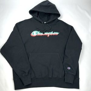 Champion Reverse Weave Heavyweight Black Hoodie. Size XL.